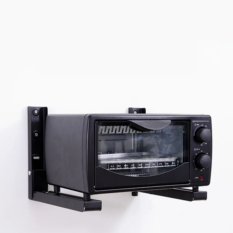 

2PCS Kitchen Microwave Oven Adjustable Black Metal Shelf Bracket Heavy Support Wall Mounted Microwave oven Rack Shelf Bracket