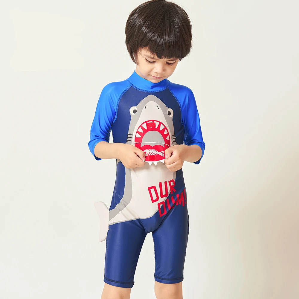 Julysand Boys  Swimwear Handsomne One Piece Swimsuit Kids Shark Cartoon Printed UPF 50+  High-end Bathing Suit for Boy