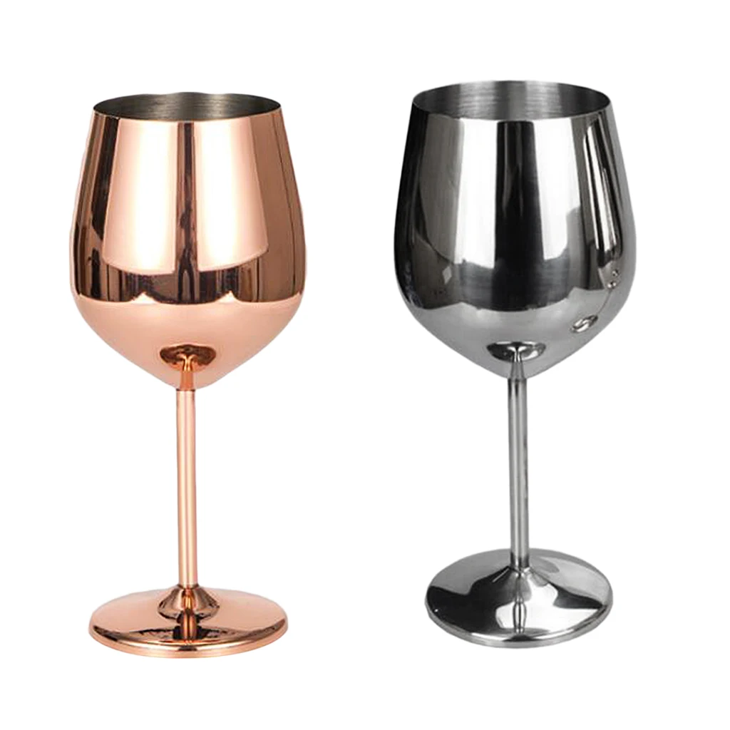 Stainless Steel Wine Glass Goblet White or Red Wine Drinking Glasses Cup, Silver / Rose Gold