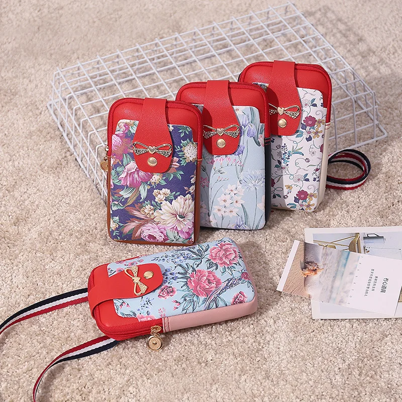 

2018 New Style Korean-style Fashion Bag Printed Halter Phone Bag Purse Pu Contrast Color Shoulder WOMEN'S Bag Bag