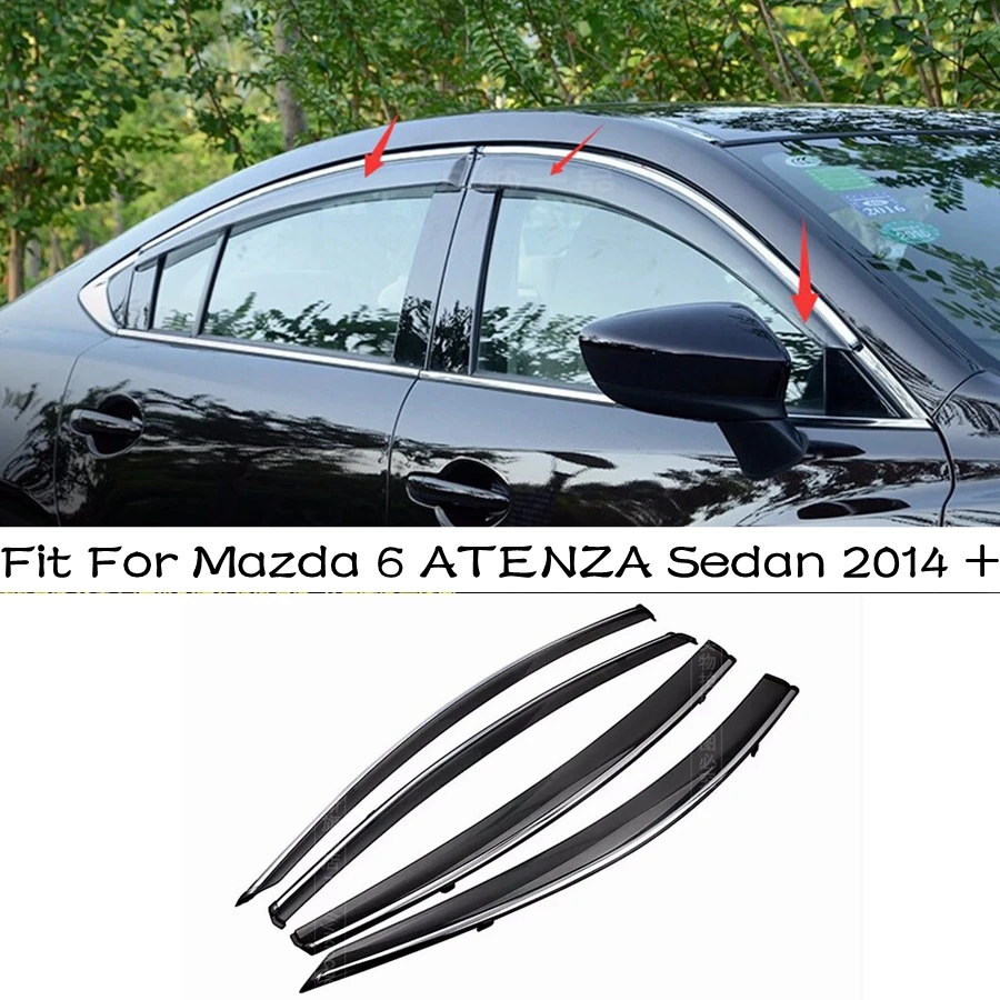 

Lapetus Exterior Parts For Mazda 6 ATENZA Sedan 2014 2015 Window Visors Awnings Wind Rain Deflector Visor Guard Vent Cover 4PCS