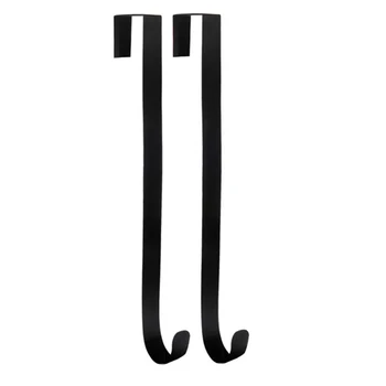 

2 Pack Front Door Wreath Hanger Hook Iron 15 Inch over the Door Hook for Christmas and Party Decoration Hanging Clothing Towels