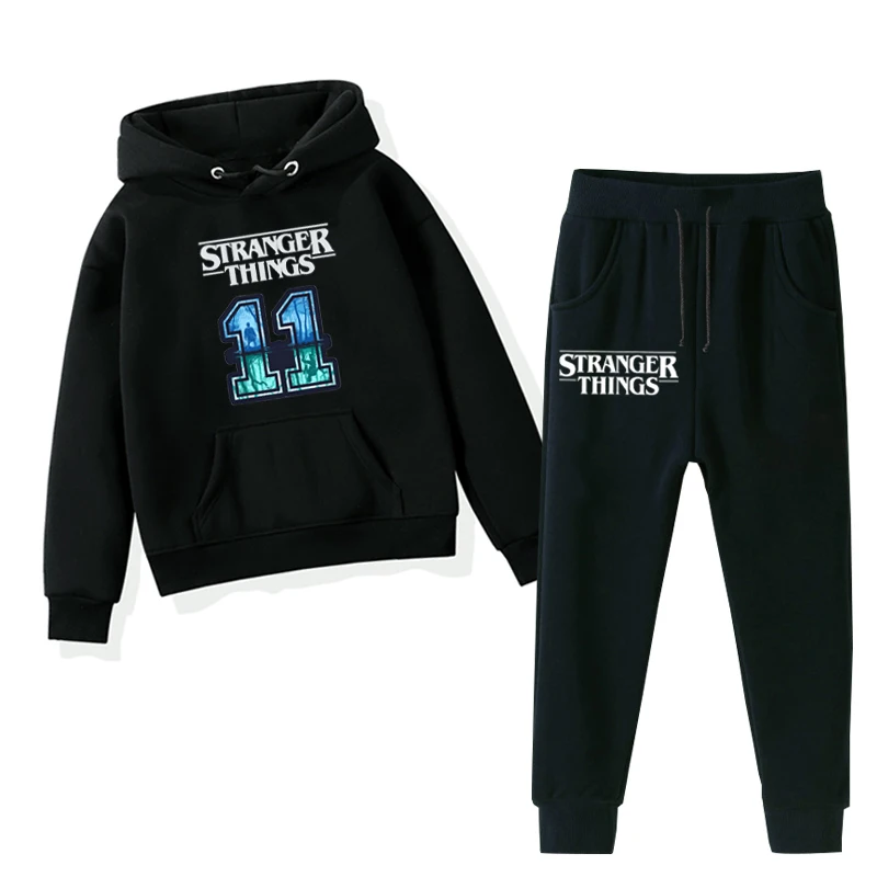 Goede Stranger Dingen kind meisje kleding Set 2019 Herfst Winter Warm Sweatshirts Kinderen Pak Kinderen Baby jongens Hoodies + broek 2 stuks Sets