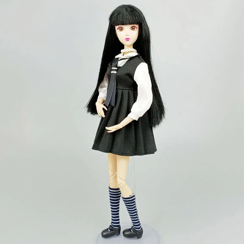 Fashion Doll Clothes Set For Barbie Doll Costume Students Suit Black White Dress Fashion Outfits Dollhouse Accessories 1/6 Toys