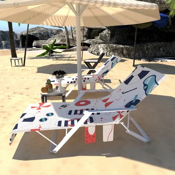 

Beach Towel Chair Covers Pool Chair Covers Towel With Pockets Beach Towel Covers For Chaise LOUNGEs Chairs Green Leaves