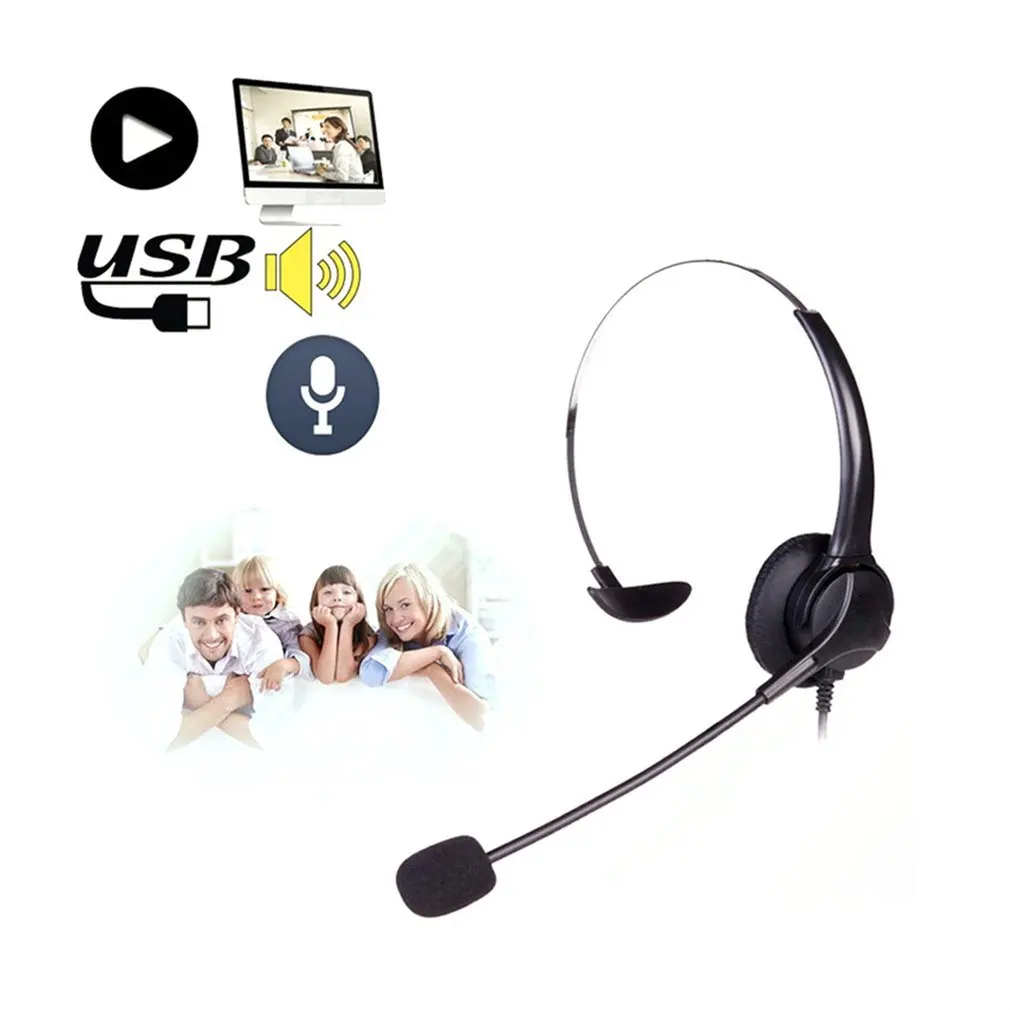 2020 USB Headset with Microphone Rotatable Adjustable Noise Canceling Earphone Call Center Headset Earphone for PC Laptop