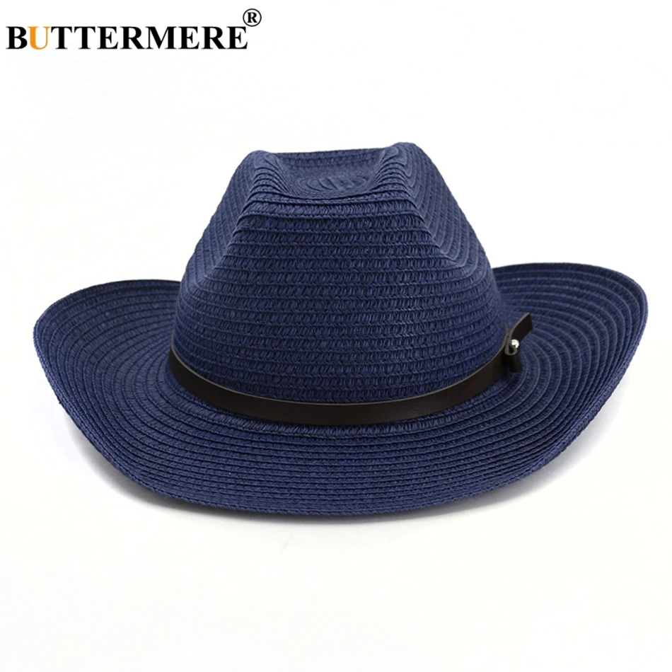 BUTTERMERE ковбойская соломенная шляпа для мужчин белые Sombreros солнцезащитные шляпы унисекс с широкими полями УФ Пляжные шляпы для женщин Весна Лето Классические солнцезащитные шапки