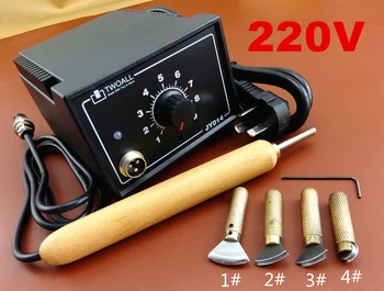 

220V Leather Craft Electric Edging & Creasing Machine Iron Tip Handle Tool Set Edger Creaser Groover Skiver Beveler Awl Slicker