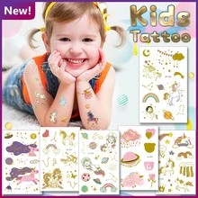 Glitter Tattoo Kids Space 6 Month Temporary Tatoo 2021 Body Art Baby Rainbow Unicorn Planet Golden Pink Tatu Face Hand Girl Tato
