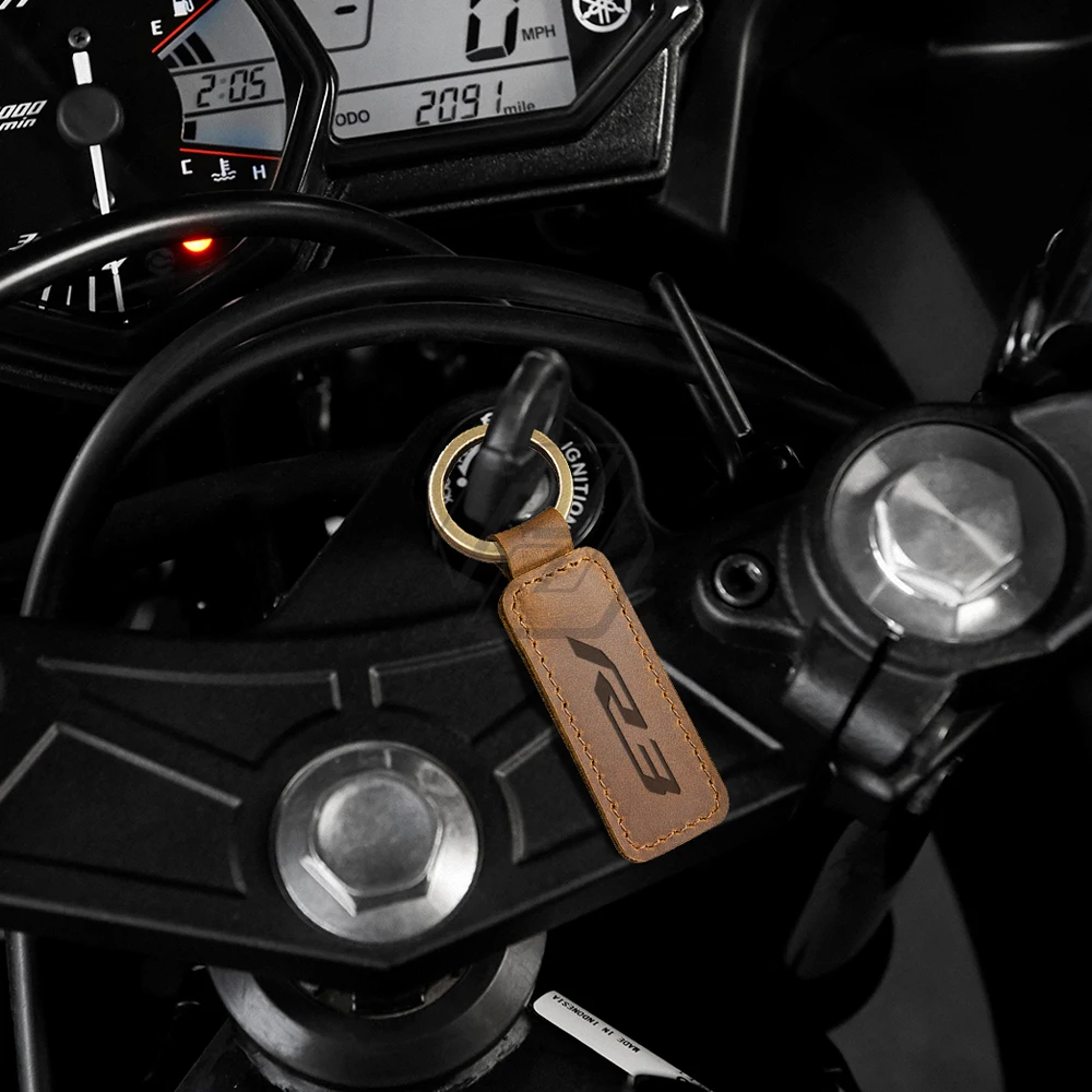 For Yamaha YZF-R3 R3 Models Motorcycle Keychain Cowhide Key Ring