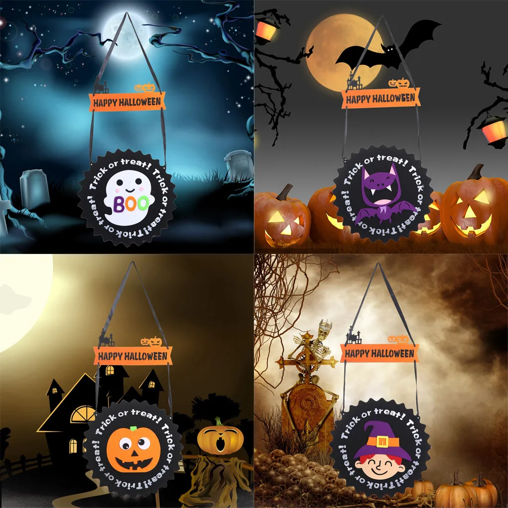 Halloween Home Decoration Multicolor Halloween Pumpkin Shaped Pendant DIY Hanging Curtain Kids Room Decor Felt Cloth Fabric