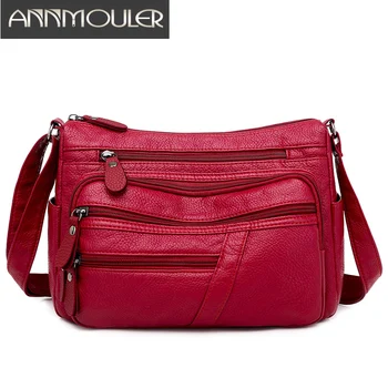 

Designer Women Shoulder Bag Soft Leather Handbag Purse Casual Crossbody Bag Pockets Messenger Bag Washed Leather Small Bag