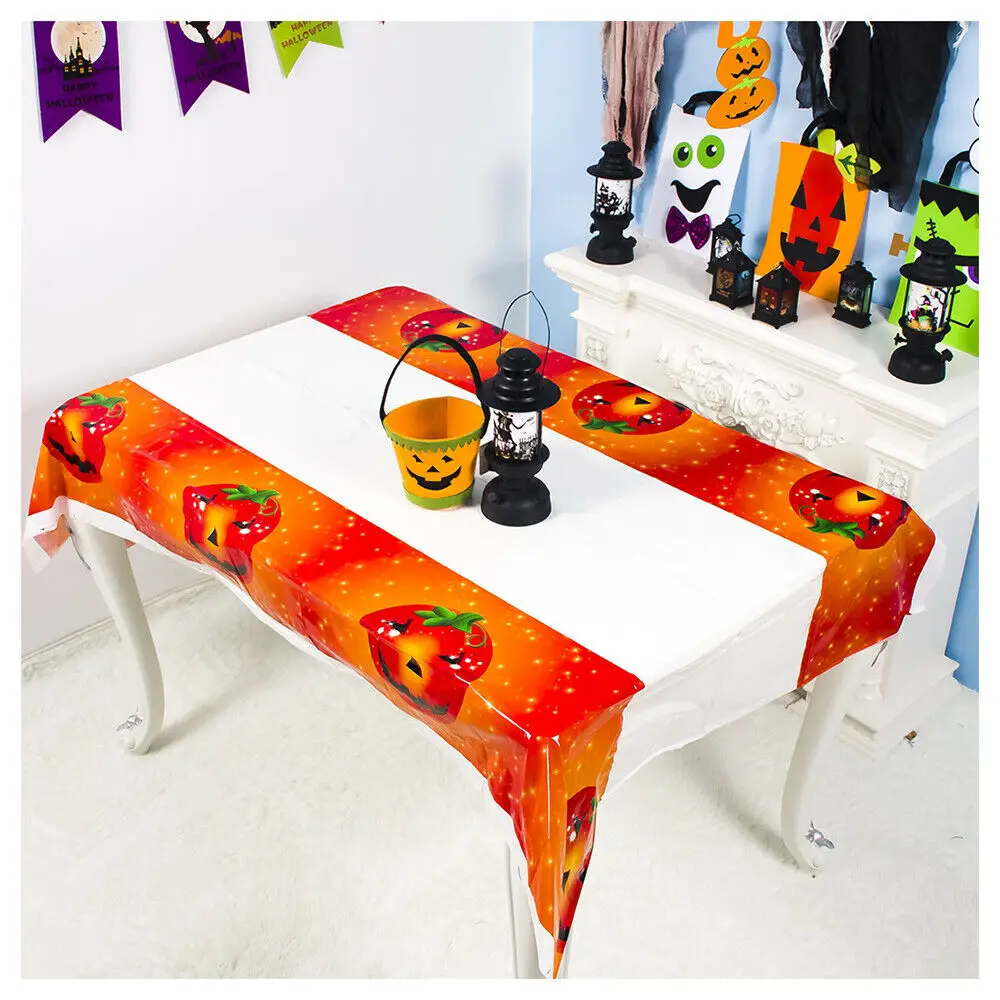 

PVC Halloween Black Pumpkin Table Runner Tablecloth Party Dinner Home Atmosphere Decor