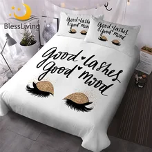 BlessLiving Eyelash Bedding Set Glitter Eyeshadow Quilt Cover Set 3 Piece Fashion Makeup Duvet Cover for Girls Dropship Queen