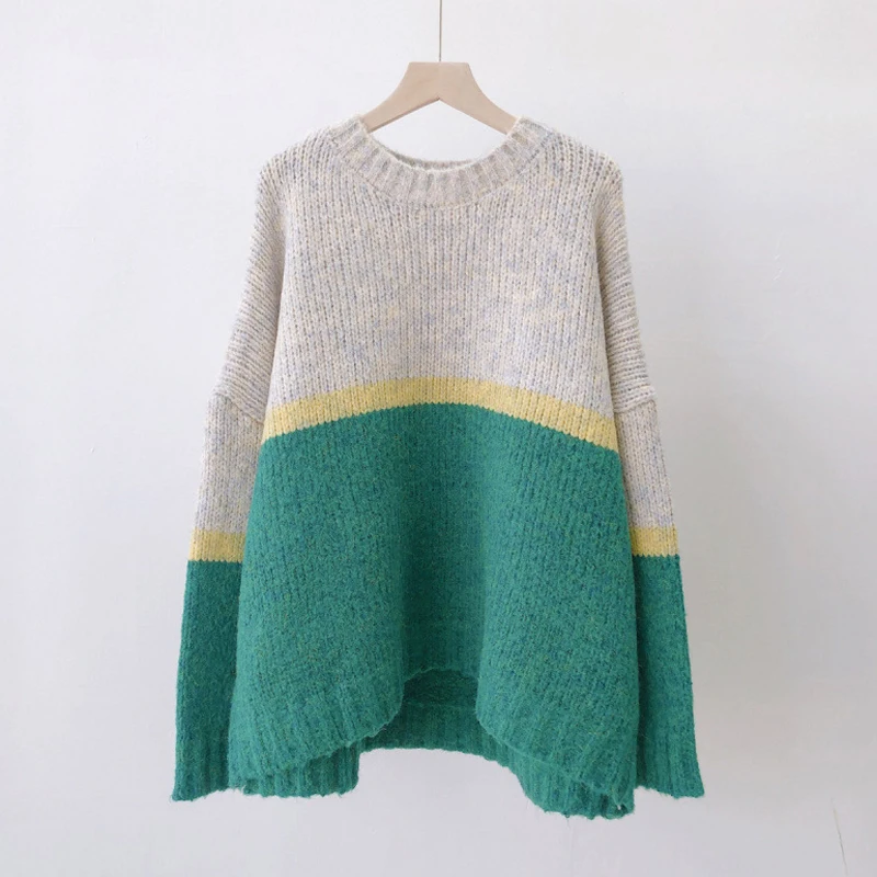 

H.SA Pull Femme 2019 Winter Autumn Oversized Knitted Cashmere Sweater Women Patchwork Pulover Knitwear Basic Thicken Pullovers
