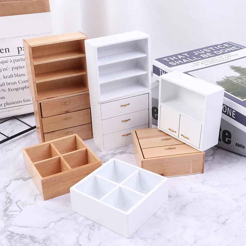 1/12 Dollhouse Miniature Furniture Living Room Cabinet With 4 Section White And Wood Colors Available | Игрушки и хобби
