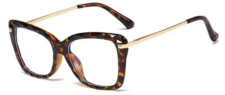 leopard anti blue Хрустальная оправа, голубые легкие очки, Женская мода TR90, негабаритные квадратные компьютерные очки, прозрачные фиолетовые, близорукие круглые очки, рамка - Цвет оправы: leopard anti blue