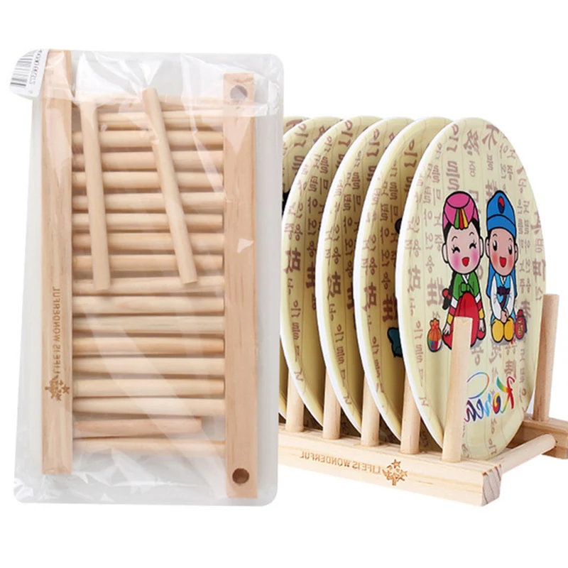 Kitchen 1pc Foldable Dish Plate Drying Rack Organizer Drainer Wooden Storage Holder Sink Drying Rack Kitchen Accessories - Цвет: 1 PC