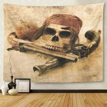 

Ship Pirate Grunge Halloween Gun Tapestry Wall Hanging for Living Room Bedroom Dorm 60x80 Inches