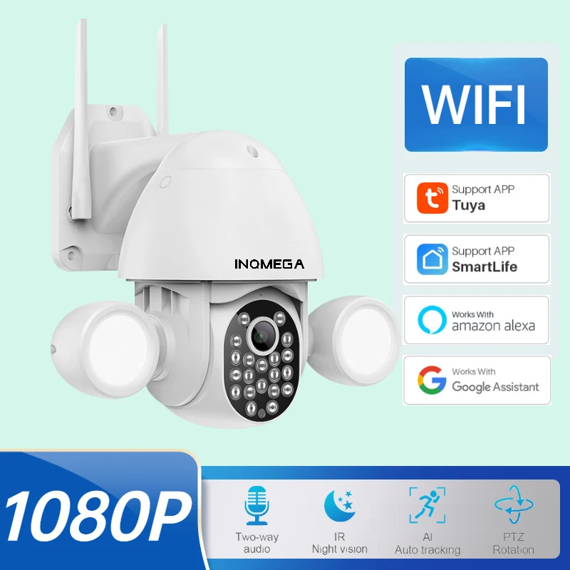 『Video Surveillance!!!』- INQMEGA WIFI PTZ IP Camera TUYA 1080P HD
Video Surveillance Mobile Tracking Smart Floodlight Day and Night Full
Color CCTV