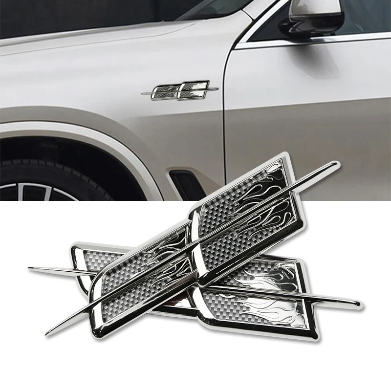 

2 pcs Car Styling Modification Car Shark Gills Outlet Stickers Simulation Vent False Air Outlet Side Hood Bonnet Decorative