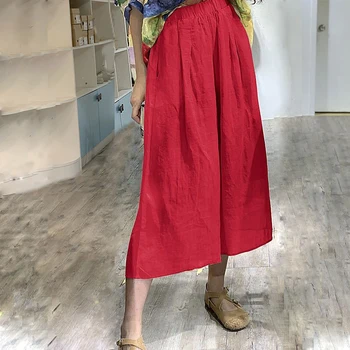 

8Colors Summer Women Trousers Double Layers Cotton Linen Ankle-Length Pants Casual Loose Pants