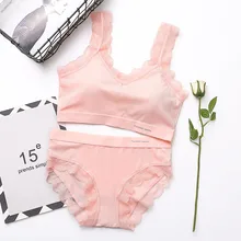 Женский комплект с бюстгальтером, пуш-ап, Одноцветный, простой, сексуальный, дышащий, милый, без косточек, с нитью, красивый, сзади, комплект с бюстгальтером и кружевом