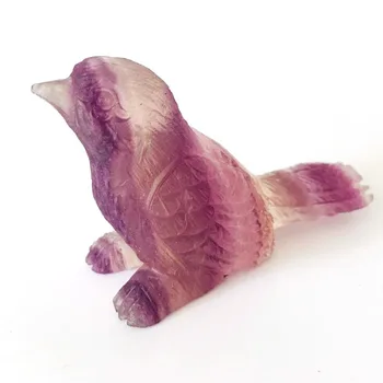 

Natural Pink Fluorite Carved Bird Healing Crystal Wiccan Craft Women Gift Halloween Diy Accessories Rainbow Ornament Home Deco