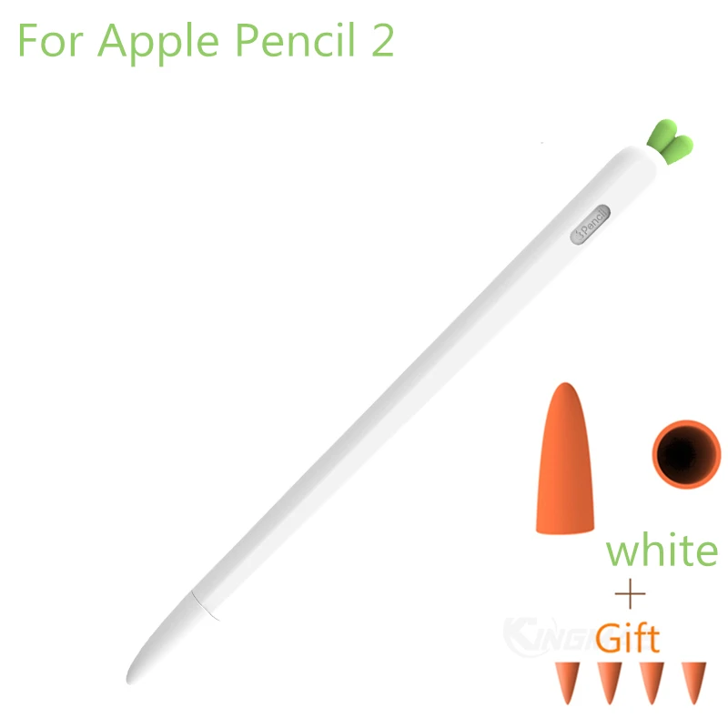 Мягкий силиконовый чехол с морковкой для Apple Pencil 1 2, совместимый для iPad, планшета, стилус, защитный чехол - Цвета: For Apple pencil 2