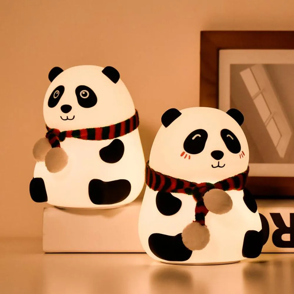 

2020 New 7 Colors Touch Sensor Cute Panda Silicone LED Night Light USB Rechargeable Neon Sign Table Lamp Kids Gifts Room Decor