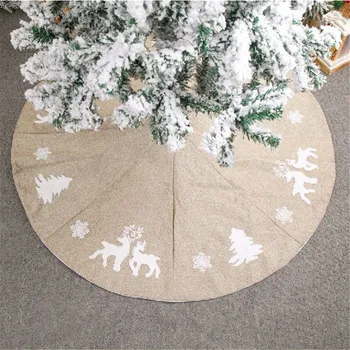 

Imitation Linen Embroidered Tree skirt Snowflake Christmas Decoration Apron Рождество Navidad Decoración navideña
