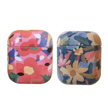

Flower Oil Painting Protective Case Hard Cover for Airpods Earphone Headset Kit