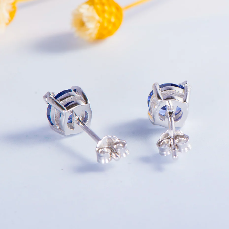 Kuololit Tanzanite Gemstone Stud Earrings for Women Solid 925 Sterling Silver Wedding Handmade Jewelry Fashion Gift For Girl New - Image 5