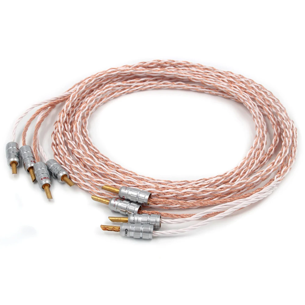 Pair 4TC Multiple twist cable OCC pure copper speaker cable with cmc