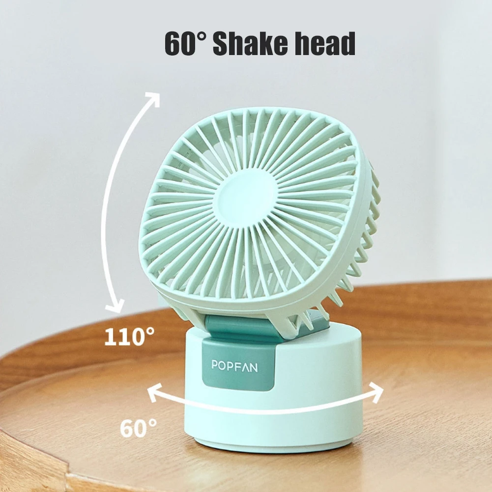 

USB Charging Portable Mini Fan Handheld Rotating Desktop Fan with Separable Base Air Cooler for Home Ventilador Green