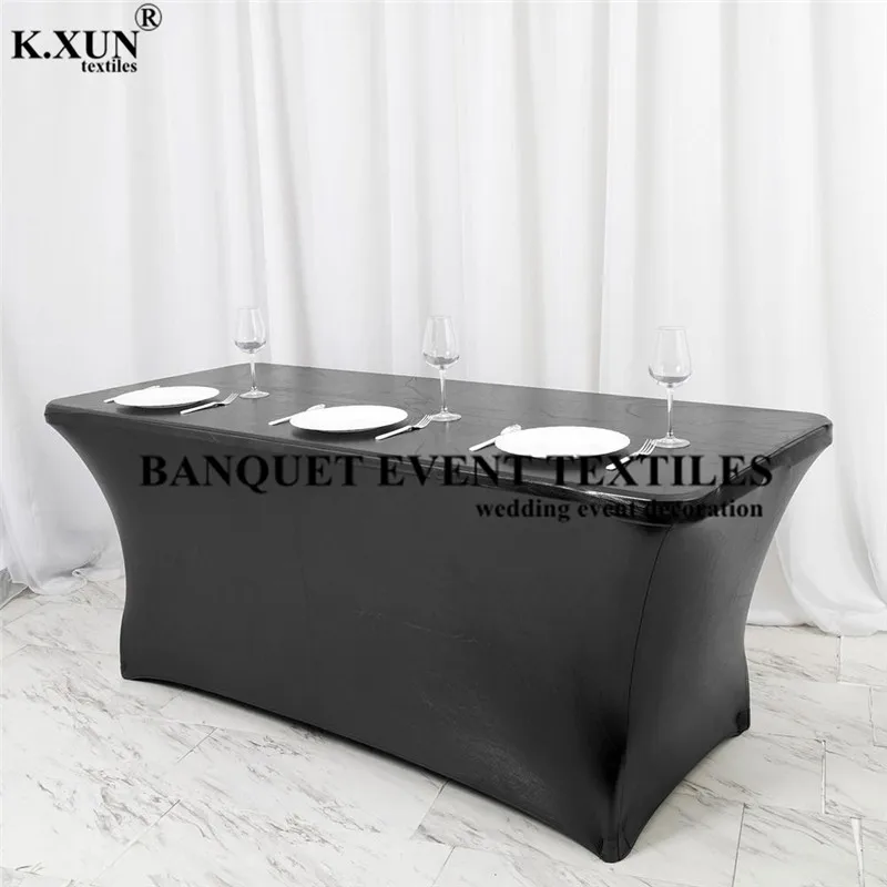 Wholesale Price Metallic Spandex Table Cover Cloth White Rectangle Tablecloth For Wedding Event Decoration