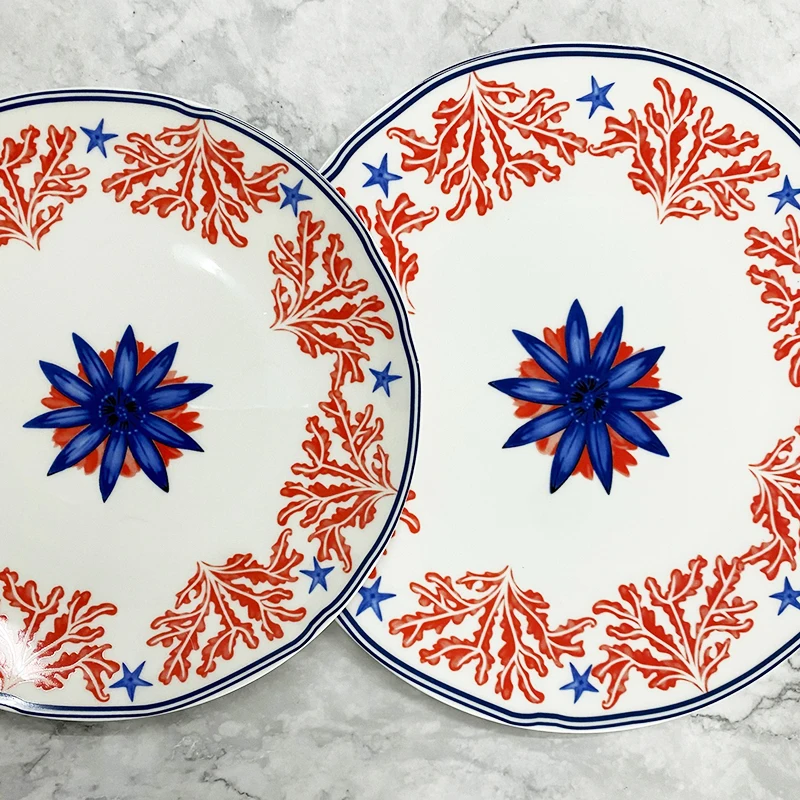 2 pcs plates per set Western Dish Steak Dish Snack Plate Luxury Dinner Plates with original