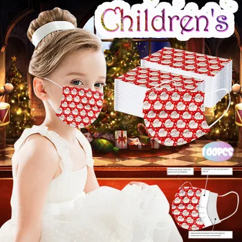 

10/20/30/50/100PCS Children Face Mask Disposable Lovely Cartoon Red Santa Claus High Quality Mask Protective 3Ply Earhook