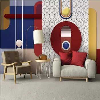 

Custom 3d Stereo Fashion Geometric Squares Background Wallpaper Mural