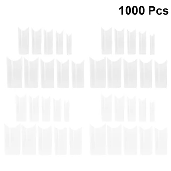 

1000Pcs Tube Shaped Nail Stickers Manicure Fake Nail False Nail Tips Manicure Accessories (White, Natural Color for Each 500Pcs)