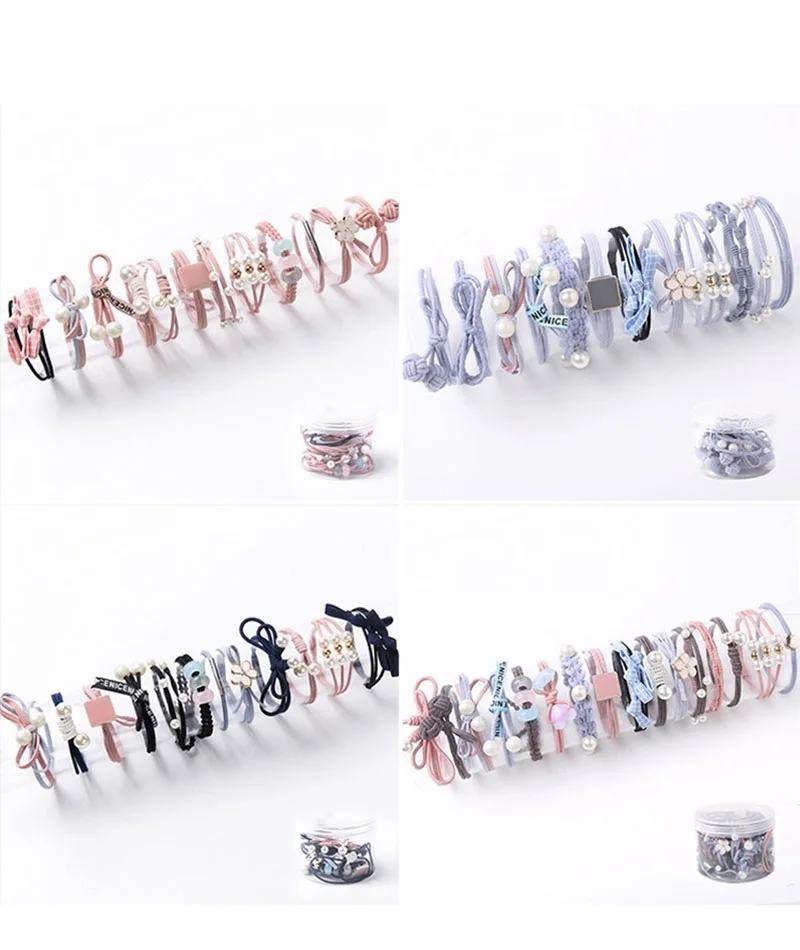 25PC Pure and Fresh Sweet starry sky Series Maiden Elastic Hair Bands Ribbon Flowers Pentagram Rabbit ears Hair Clips