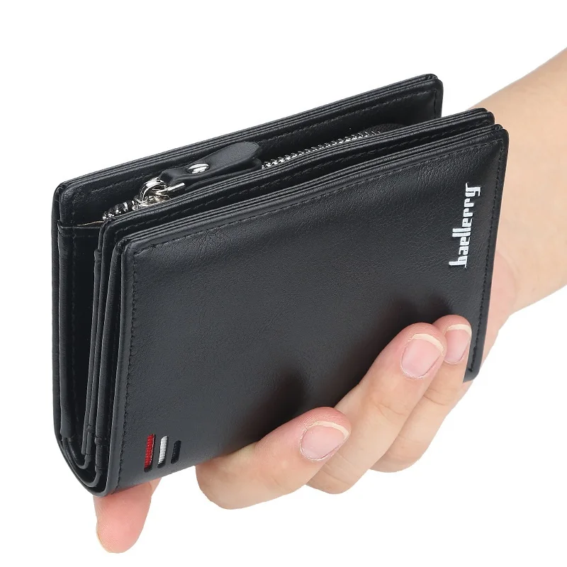 Short Wallet Card-Holder Money Purse Coin-Pocket Zipper Vintage Male Brand Men with Big-Capacity