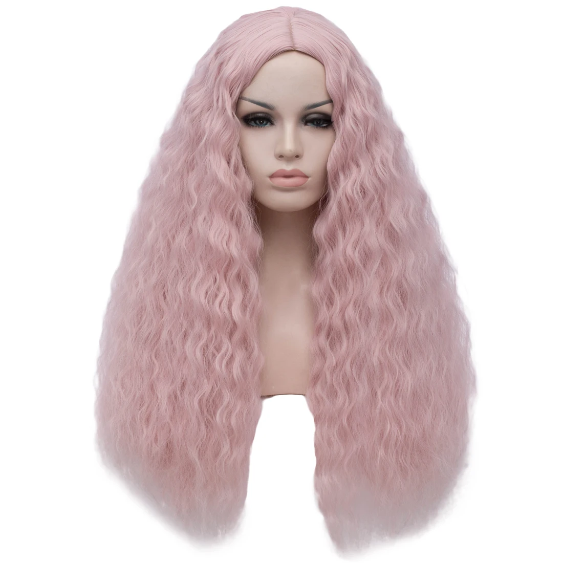 Длинные Kinkly кудрявые розовые парики для косплея синтетический афро средн...
