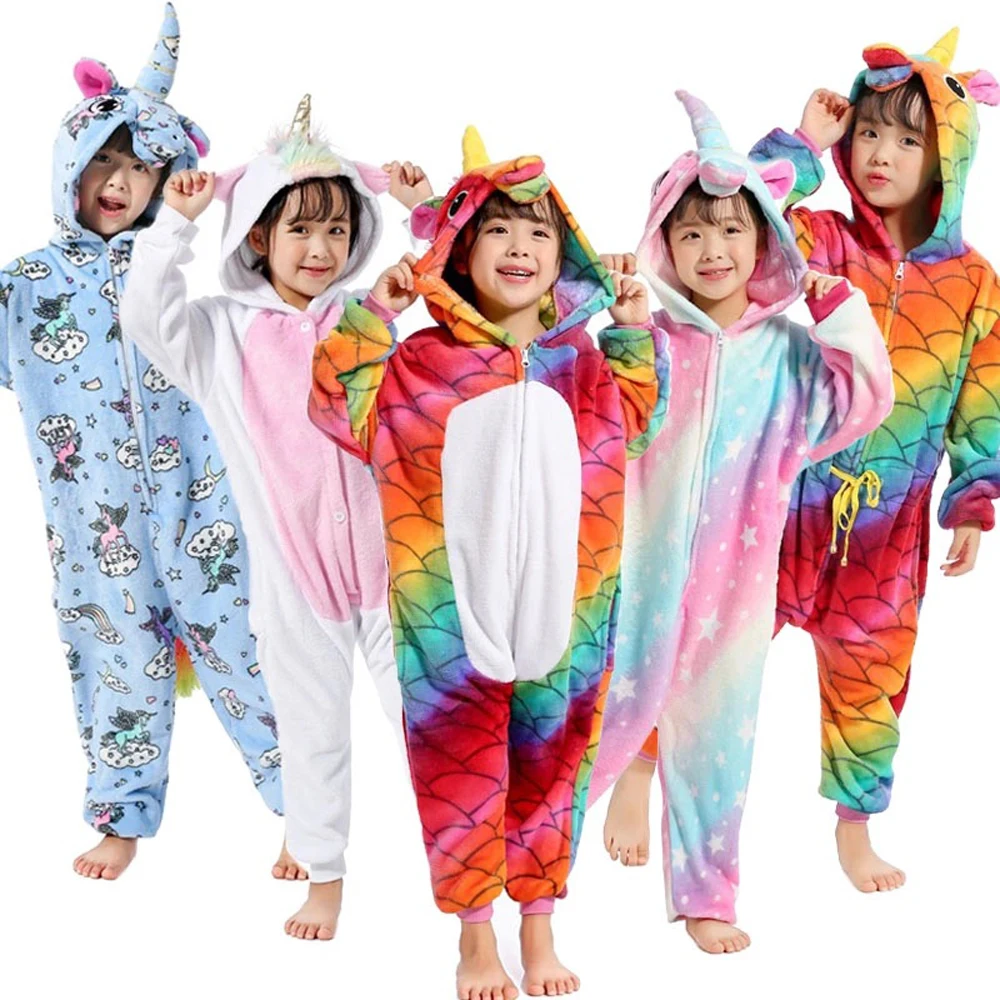 2019 Niños pijamas animales Kigurumi Unisex Cosplay Sleeptwear Niño camisón Xmas 