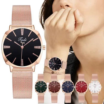 

Tadi Women Watches 2020 Rose Gold Ladies Watch For Women Stylish Watches Women Stainless Steel Wristwatch Woman relogio feminino