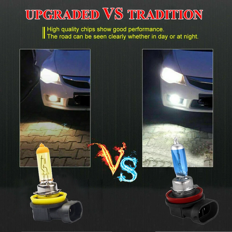 2x H11 12V 55W Xenon White 5000k Halogen Blue Car Headlight Lamp Globes Bulb HID