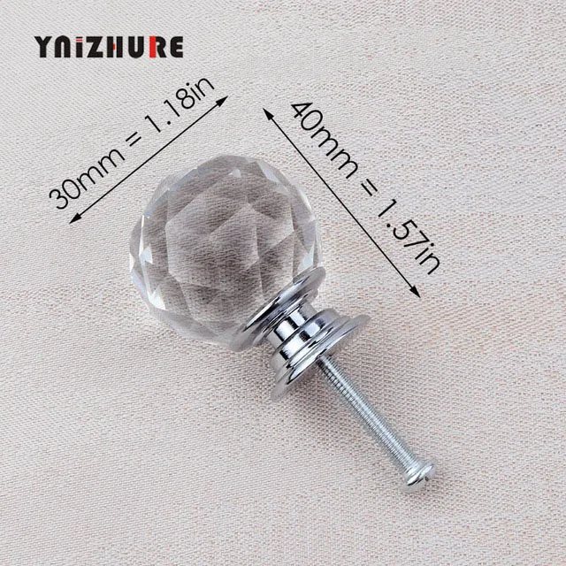 30mm Ball Silver YNIZHURE брендовые Хрустальные стеклянные ручки для шкафа ручки для выдвижных ящиков кухонный шкаф ручки оборудование для обработки мебели - Цвет: 30mm Ball Silver