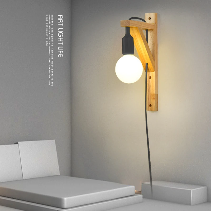 Lámparas de pared de madera maciza con Cable, accesorio colgante