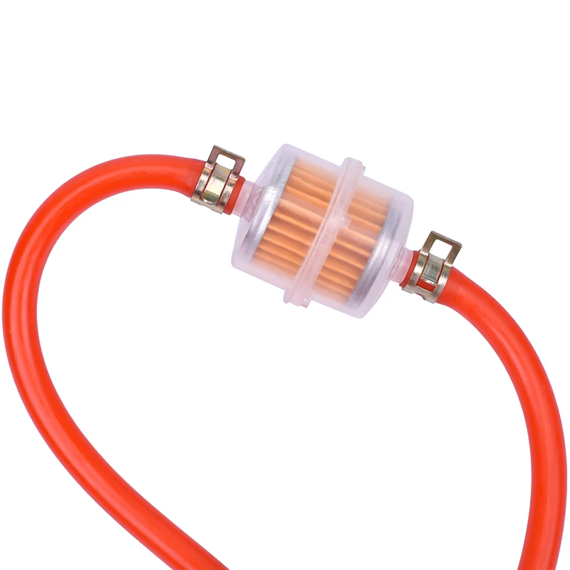 

Red Motorcycle Scooter Motorbike ATV Go Kart Petrol Gas Gasoline Liquid Oil 6mm 1/4" Fuel Filter 4.5x8mm Tube Hoses Gift Clip
