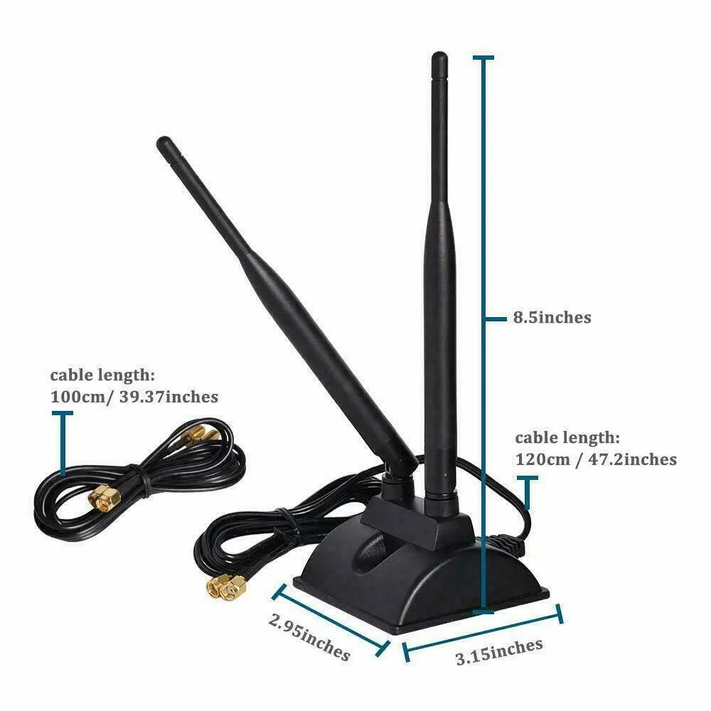 Великобритания WiFi антенна и RP-SMA разъем 2,4 ГГц 5 ГГц Двухдиапазонная беспроводная антенна - Цвет: Черный